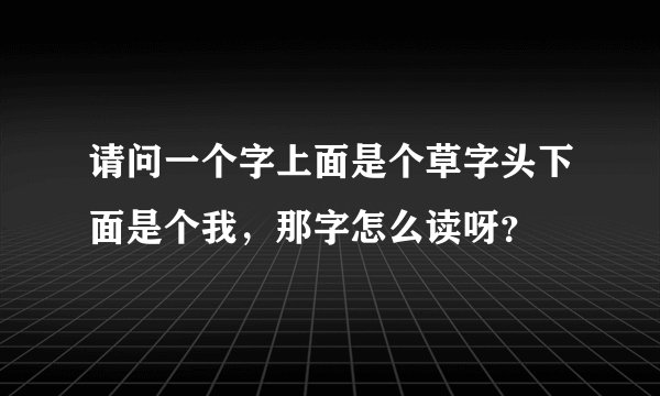 请问一个字上面是个草字头下面是个我，那字怎么读呀？