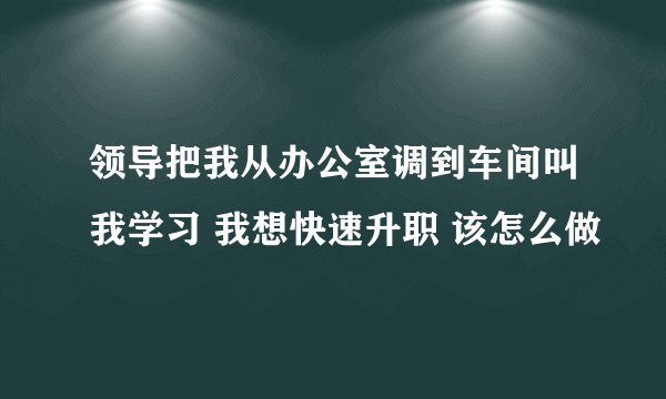 领导把我从办公室调到车间叫我学习 我想快速升职 该怎么做