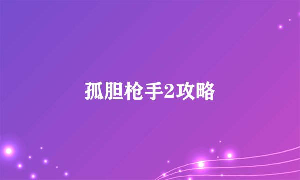 孤胆枪手2攻略