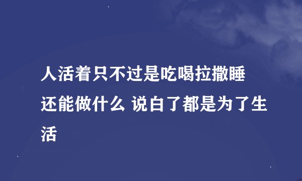 人活着只不过是吃喝拉撒睡 还能做什么 说白了都是为了生活