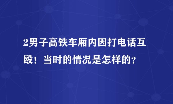 2男子高铁车厢内因打电话互殴！当时的情况是怎样的？