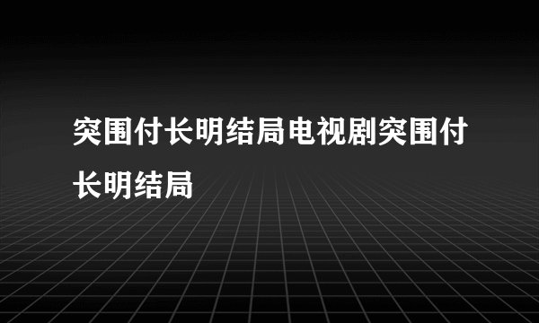 突围付长明结局电视剧突围付长明结局