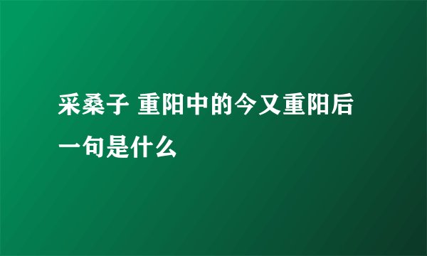 采桑子 重阳中的今又重阳后一句是什么