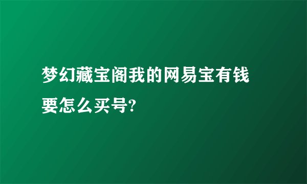 梦幻藏宝阁我的网易宝有钱 要怎么买号?