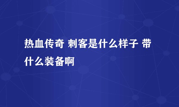 热血传奇 刺客是什么样子 带什么装备啊