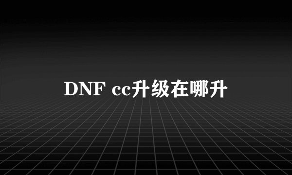 DNF cc升级在哪升