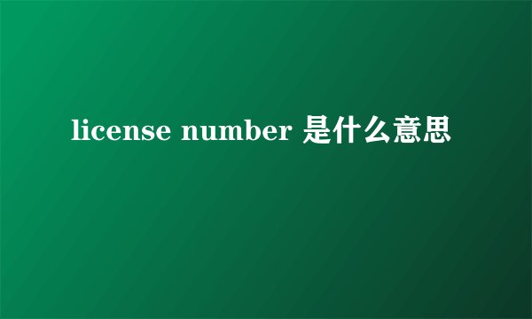 license number 是什么意思