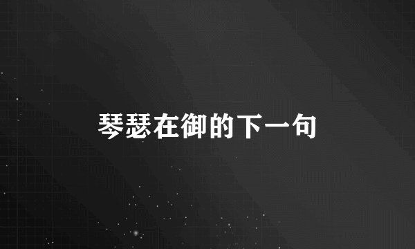 琴瑟在御的下一句