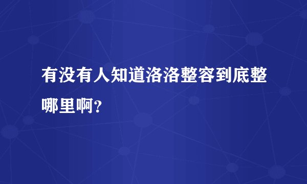 有没有人知道洛洛整容到底整哪里啊？