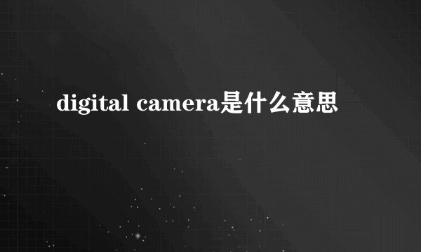 digital camera是什么意思