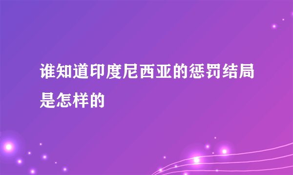 谁知道印度尼西亚的惩罚结局是怎样的