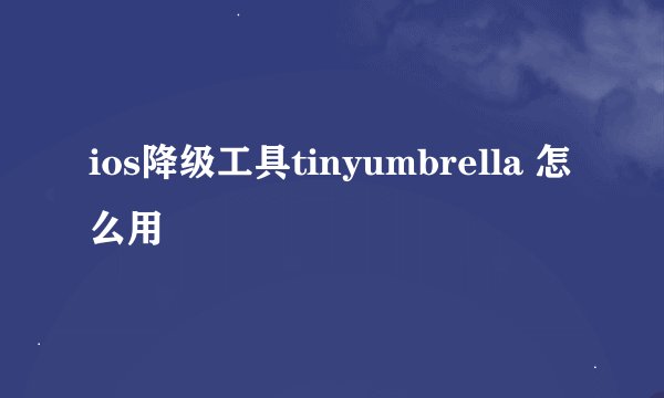 ios降级工具tinyumbrella 怎么用