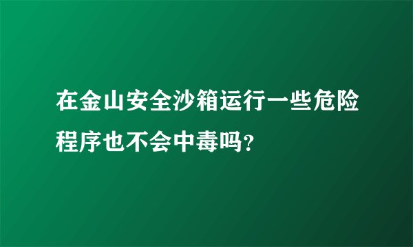 在金山安全沙箱运行一些危险程序也不会中毒吗？