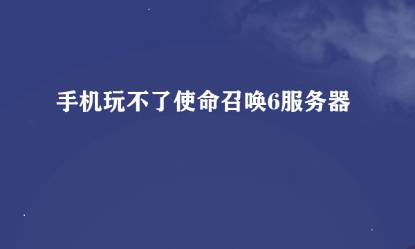 手机玩不了使命召唤6服务器