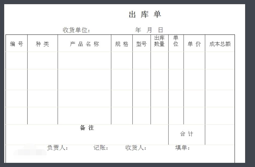 出库单的格式是什么样的啊？
