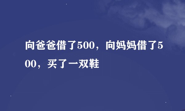 向爸爸借了500，向妈妈借了500，买了一双鞋