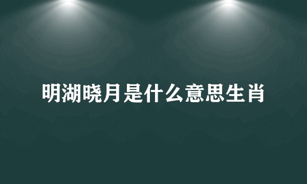 明湖晓月是什么意思生肖