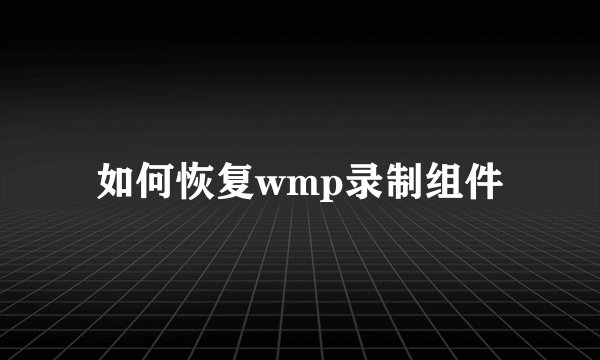 如何恢复wmp录制组件