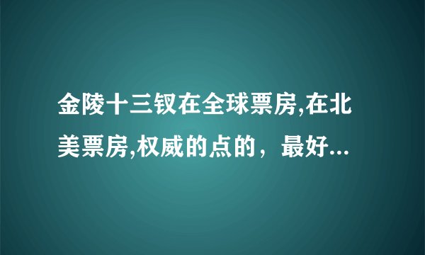 金陵十三钗在全球票房,在北美票房,权威的点的，最好 有个截图有时间显示，谢谢啦