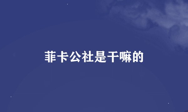 菲卡公社是干嘛的