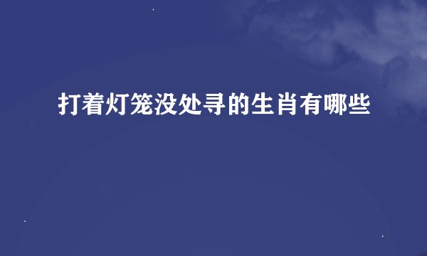 打着灯笼没处寻的生肖有哪些