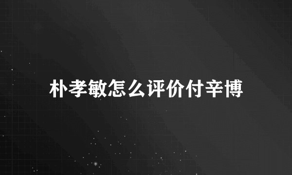 朴孝敏怎么评价付辛博