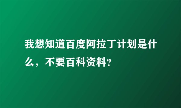 我想知道百度阿拉丁计划是什么，不要百科资料？
