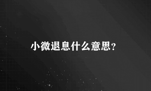 小微退息什么意思？