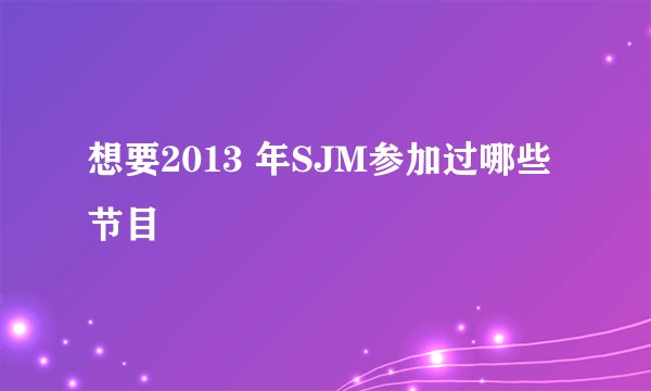 想要2013 年SJM参加过哪些节目