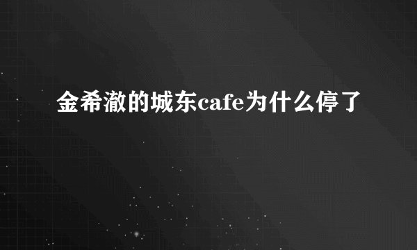 金希澈的城东cafe为什么停了