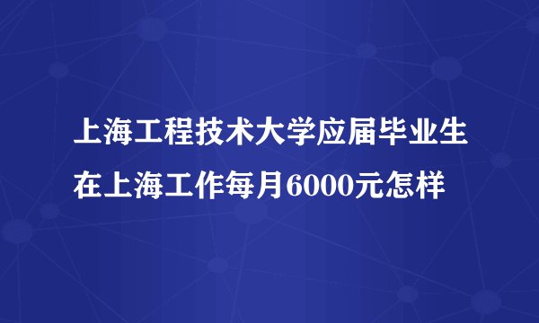 上海工程技术大学应届毕业生在上海工作每月6000元怎样