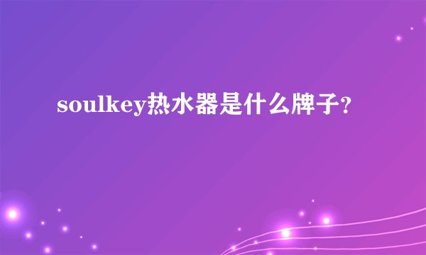 soulkey热水器是什么牌子？