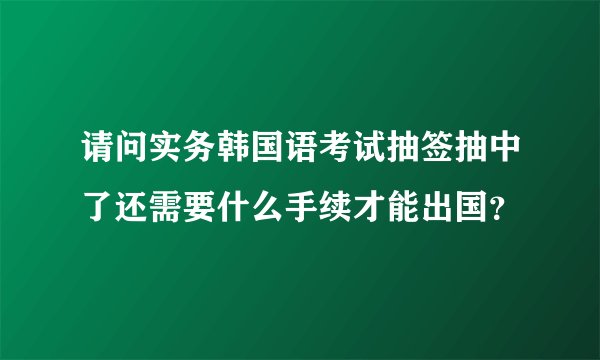 请问实务韩国语考试抽签抽中了还需要什么手续才能出国？