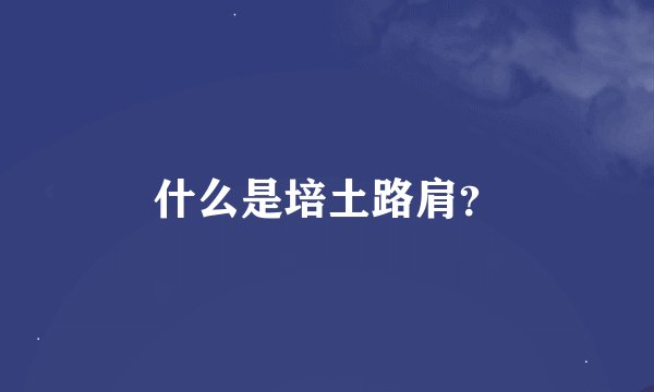 什么是培土路肩？