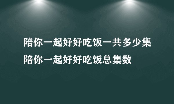 陪你一起好好吃饭一共多少集陪你一起好好吃饭总集数