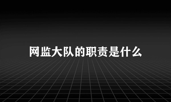 网监大队的职责是什么