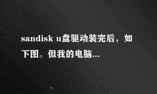 sandisk u盘驱动装完后，如下图。但我的电脑上没有显示u盘