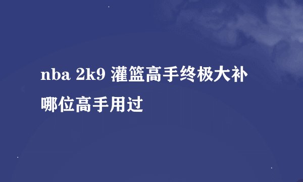 nba 2k9 灌篮高手终极大补 哪位高手用过