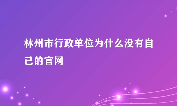 林州市行政单位为什么没有自己的官网
