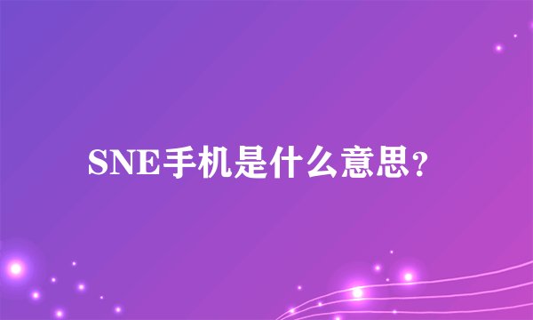 SNE手机是什么意思？