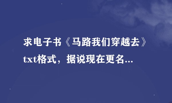 求电子书《马路我们穿越去》txt格式，据说现在更名为《穿越宝鉴》了 地址342812883@qq.com,谢谢