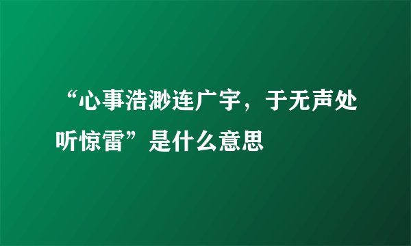 “心事浩渺连广宇，于无声处听惊雷”是什么意思