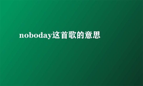 noboday这首歌的意思