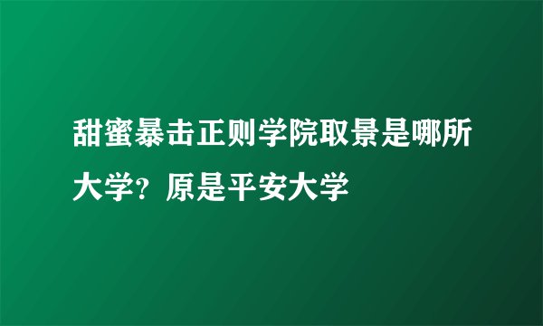 甜蜜暴击正则学院取景是哪所大学？原是平安大学