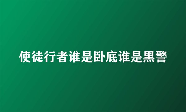 使徒行者谁是卧底谁是黑警