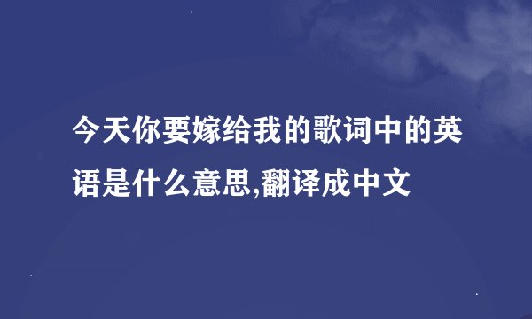今天你要嫁给我的歌词中的英语是什么意思,翻译成中文