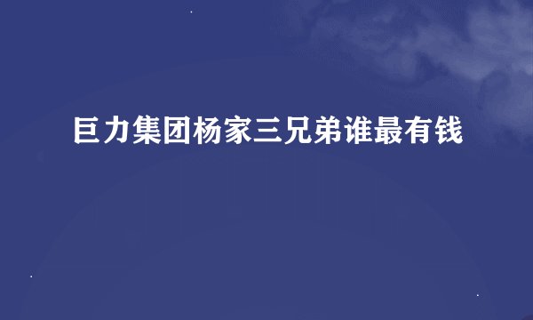 巨力集团杨家三兄弟谁最有钱