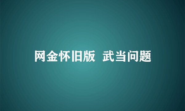 网金怀旧版  武当问题