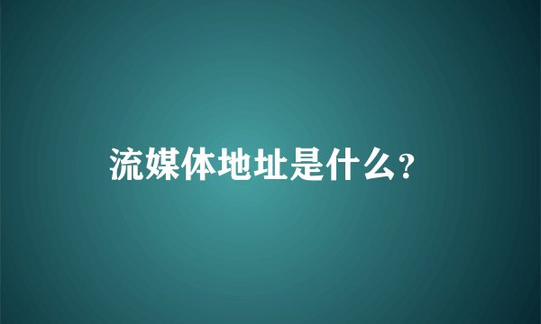 流媒体地址是什么？