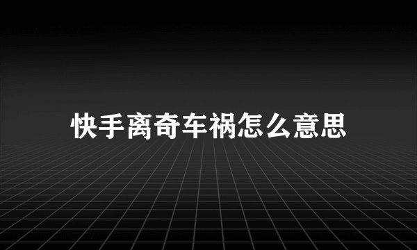 快手离奇车祸怎么意思